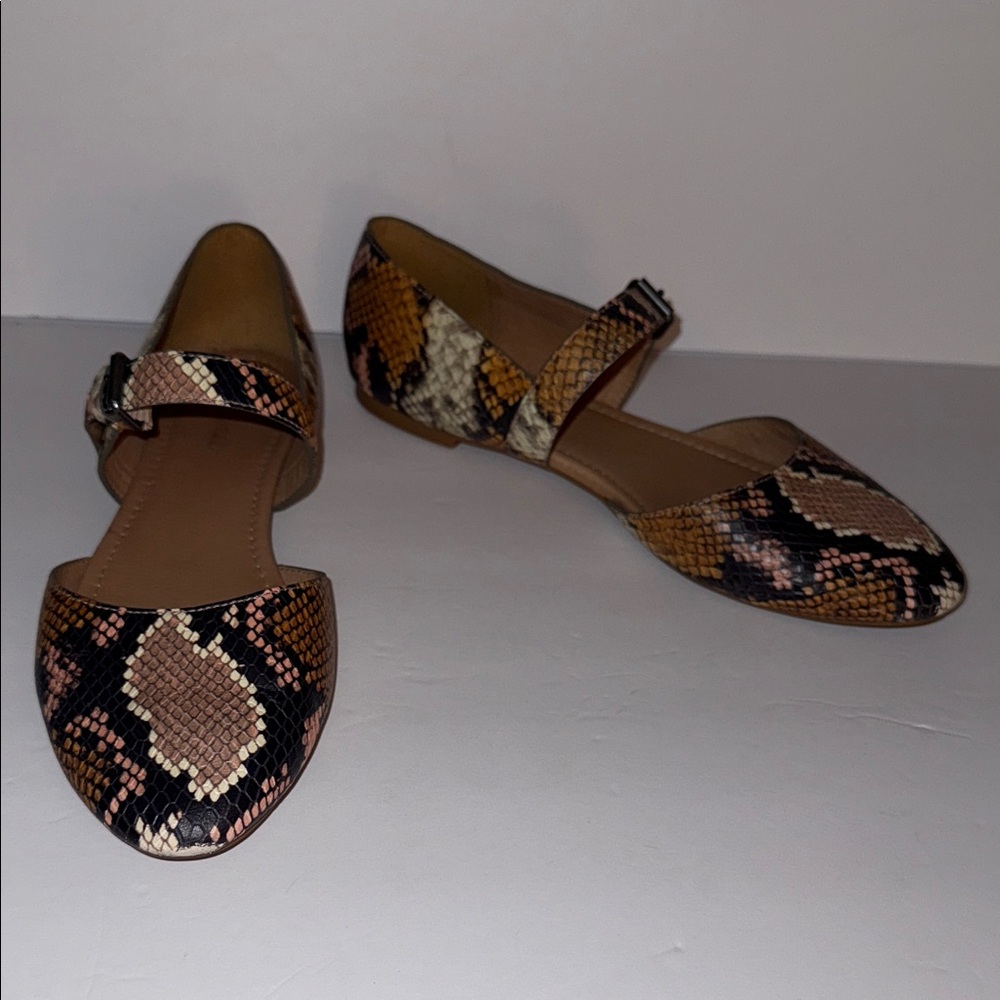 Madewell The Alina Multicolor Snakeskin Leather Mary Jane Flats Women’s Size 9